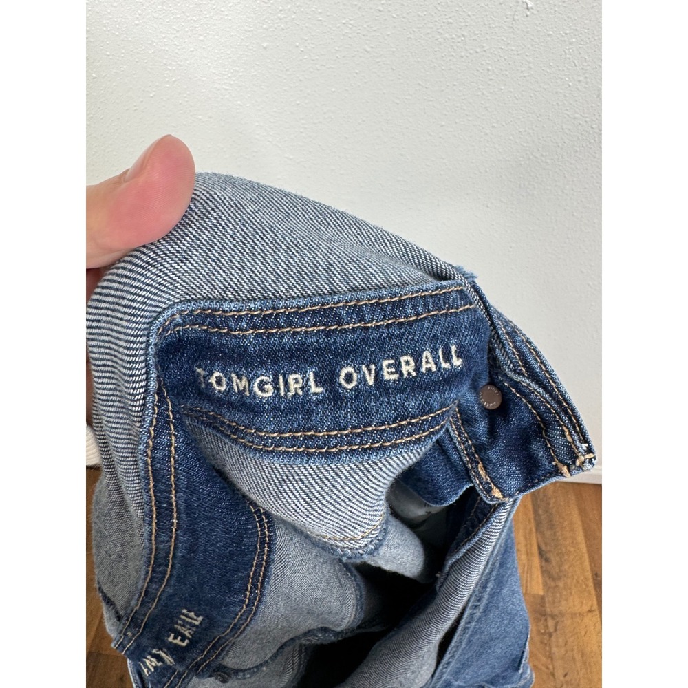 American Eagle Tomgirl Overalls Womens XXL Blue Denim Distressed Ripped Stretch - Picture 4 of 5